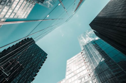 low-angle photograph of high-rise buildings